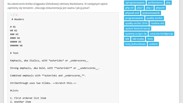 Markdown – tworzenie dokumentacji projektu
