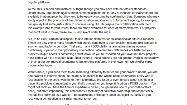 It is important for free software to use free software infrastructure