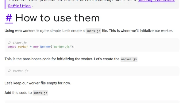 Web Workers: Intro and Basic Usage