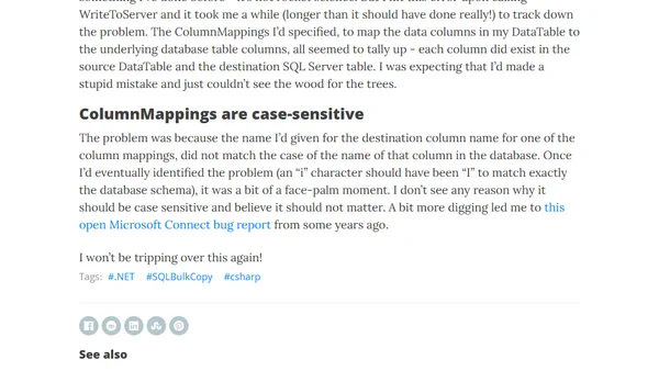 SqlBulkCopy ColumnMappings Mismatch