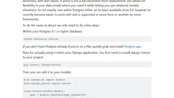 Schemaless Postgres in Django