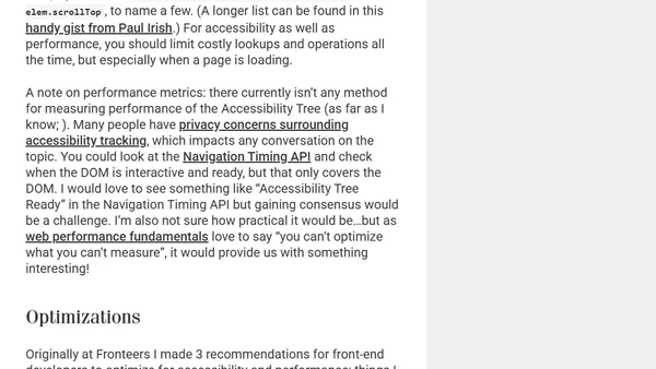 Accessibility and Performance