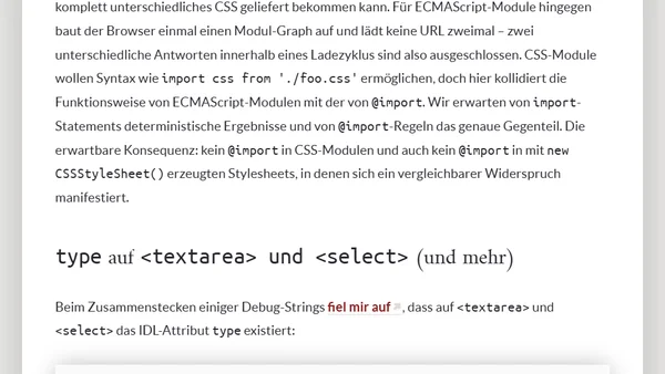 TIL-Roundup Januar 2024: TextEncoder, @import, type-Attribute