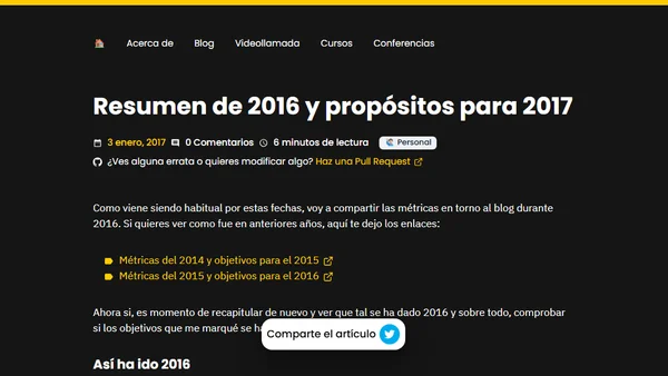 Resumen de 2016 y propósitos para 2017