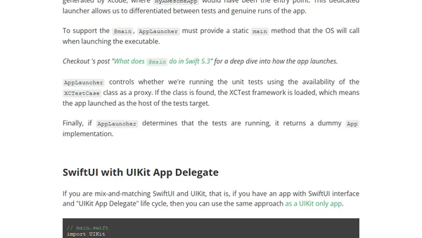 How to bypass the SwiftUI App when running unit tests