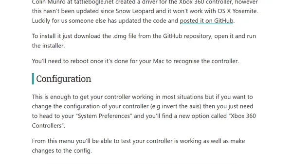 How to use an Xbox 360 controller with OS X Yosemite