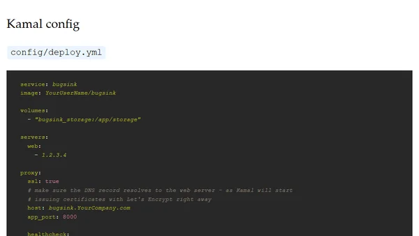 Bugsink - Deploy with Kamal