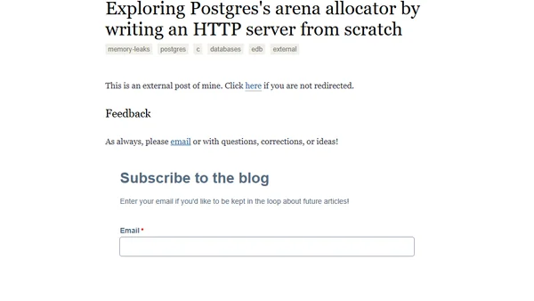 Exploring Postgres's arena allocator by writing an HTTP server from scratch