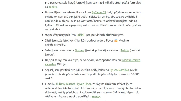 Týdenní poznámky: Palačinky a dohánění všeho