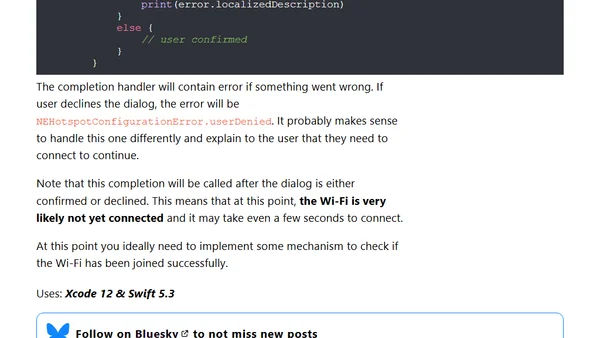 Connecting to Wi-Fi programmatically in iOS with Swift