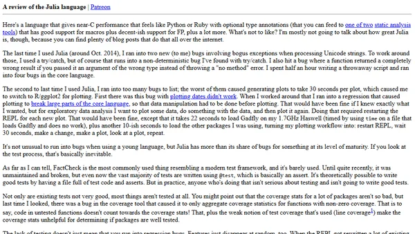 A review of the Julia language