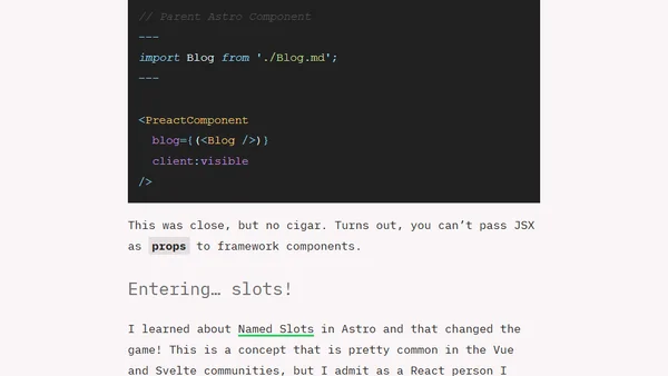Passing Markdown components to React or Preact in Astro