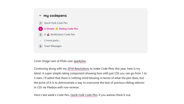 A Simple ⭐ Rating Code Pen