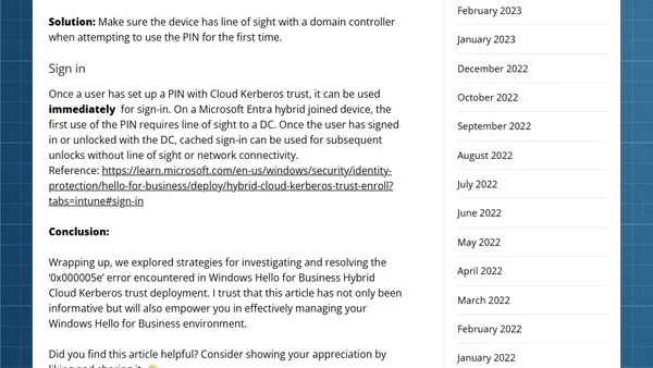 Troubleshooting Error Code ‘0x000005e’ in WHfB: PIN Authentication Woes