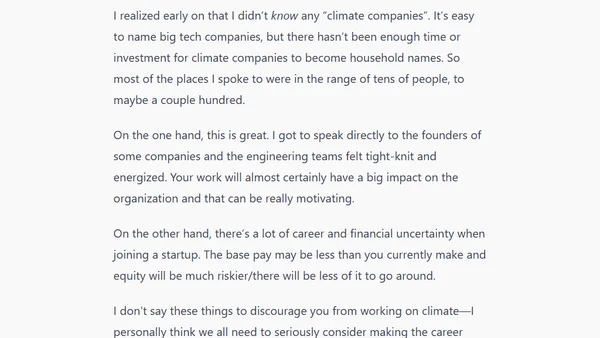 Finding a job in climate as a front-end engineer