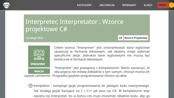 Interpreter, Interpretator : Wzorce projektowe C#