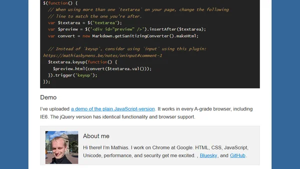 Using Showdown/PageDown with and without jQuery