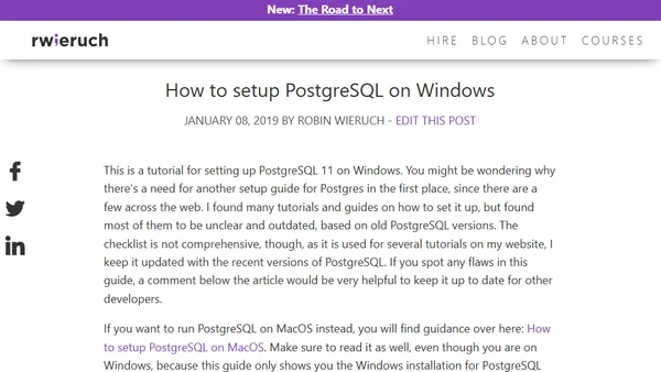 How to setup PostgreSQL on Windows