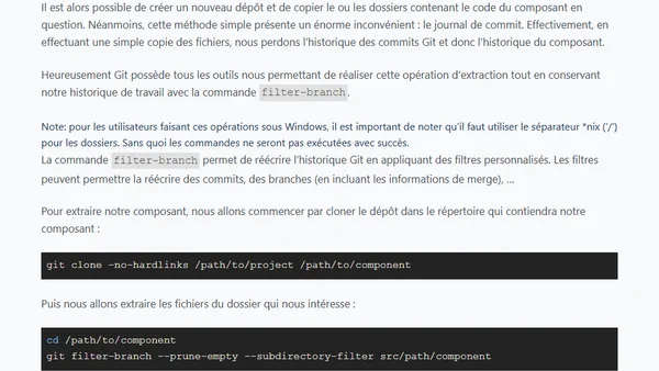 Comment extraire un répertoire Git dans un autre dépôt ?