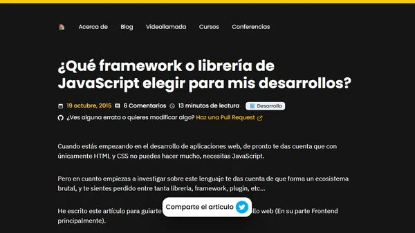 ¿Qué framework o librería de JavaScript elegir para mis desarrollos?