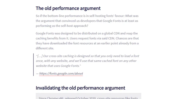 Time to Say Goodbye to Google Fonts: Cache Performance