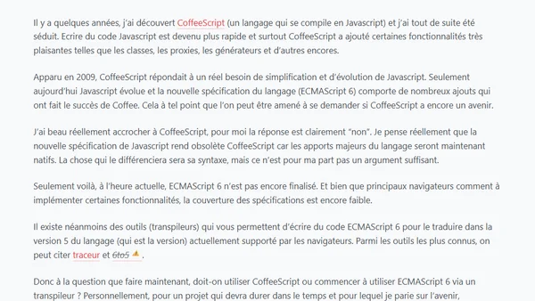 Un avenir pour CoffeeScript avec ECMAScript 6 ?
