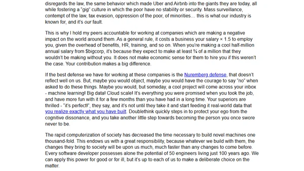 We are complicit in our employer's deeds