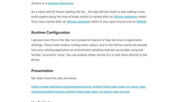 Running Python Flask apps on Azure App Service
