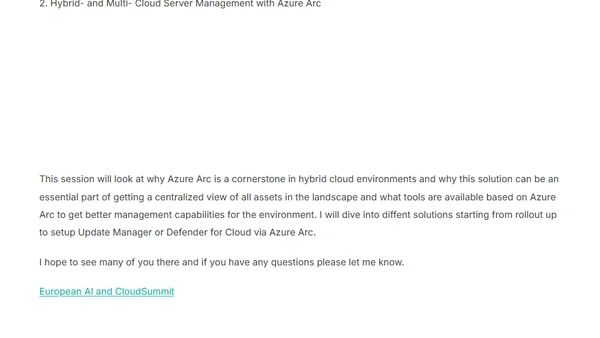 Speaking at European AI and Cloud Summit  about Securing the Cloud and Hybrid Cloud Server Management