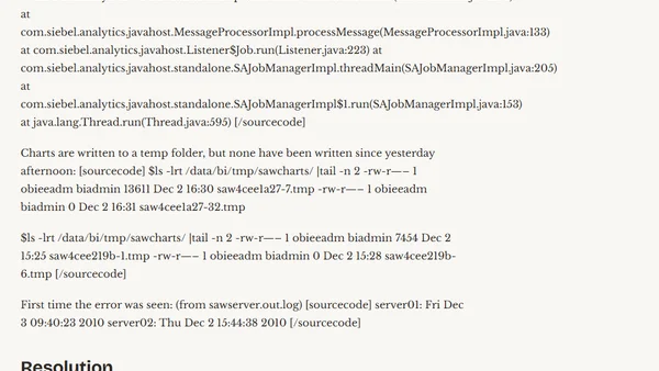 OBIEE 10g - javahost hang