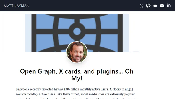 Open Graph, X cards, and plugins... Oh My!