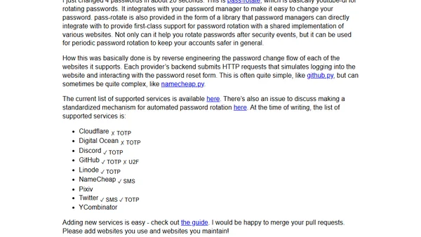 Rotating passwords in bulk in the wake of security events