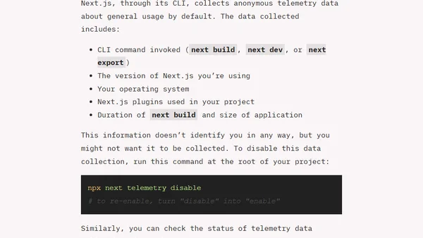 How to turn off telemetry in Next.js