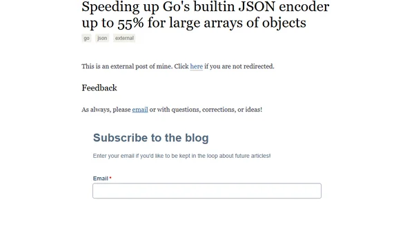 Speeding up Go's builtin JSON encoder up to 55% for large arrays of objects