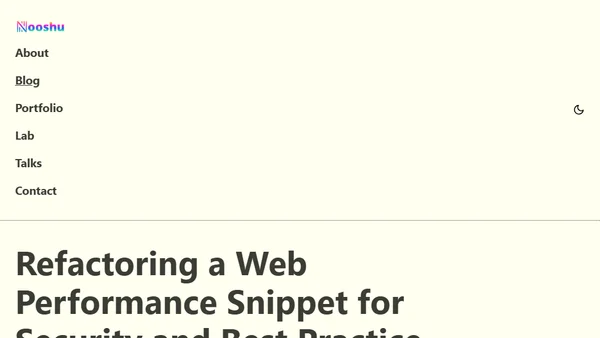 Refactoring a Web Performance Snippet for Security and Best Practice