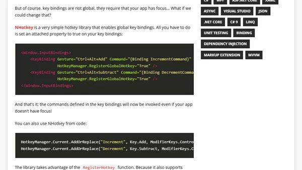 [WPF] Declare global hotkeys in XAML with NHotkey