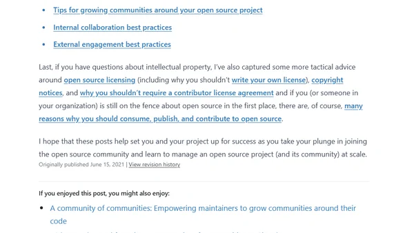 Advice for managing open source communities at scale