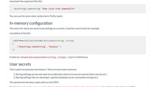 ASP.NET Core 1.0 Configuration Deep Dive