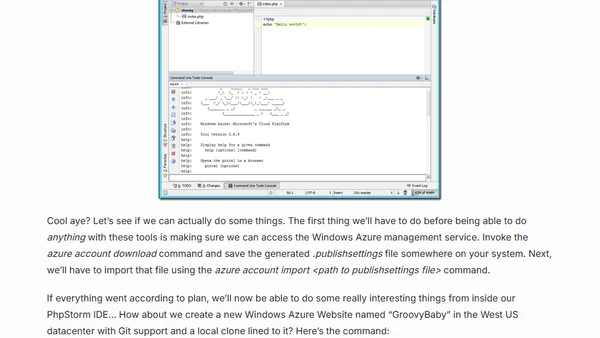 Working with Windows Azure from within PhpStorm