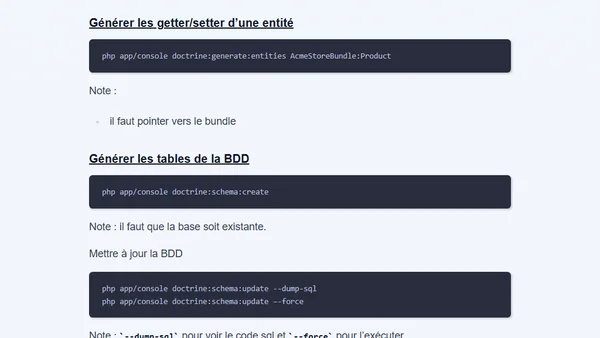 Mémo - Commandes Symfony2