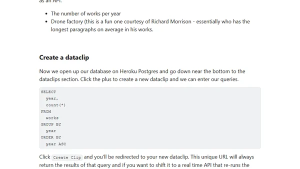Rapid API Prototyping with Heroku Postgres Dataclips