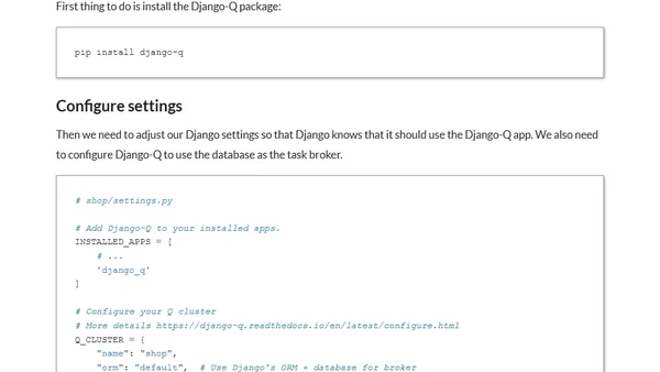 Simple scheduled tasks with Django Q