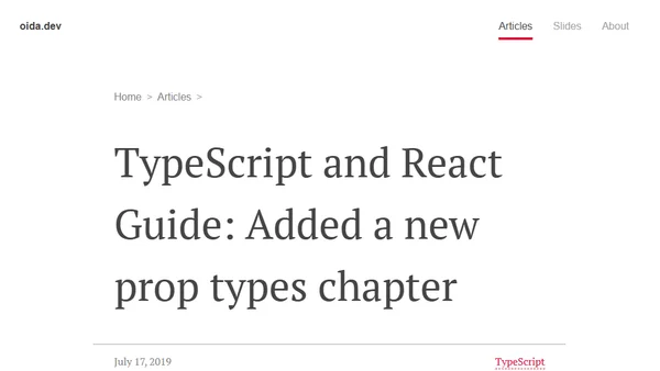 TypeScript and React Guide: Added a new prop types chapter