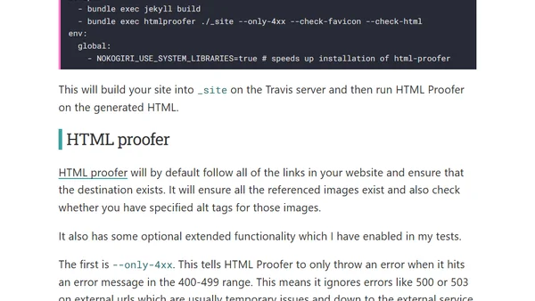 Test your Jekyll blog with Travis CI