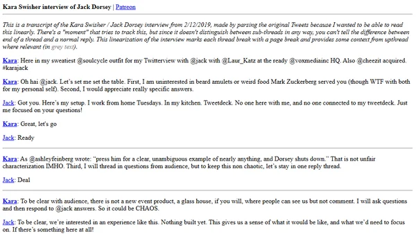 Kara Swisher interview of Jack Dorsey