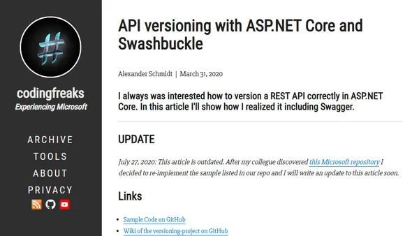 API versioning with ASP.NET Core and Swashbuckle
