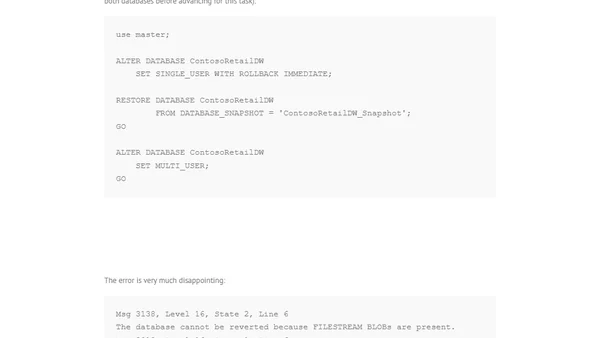 Sql Server 2019 Supports Database Snapshots with In-Memory Filegroups