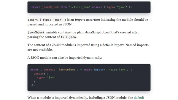 JSON Modules in JavaScript