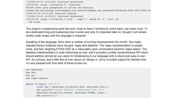 Status update, April 2022