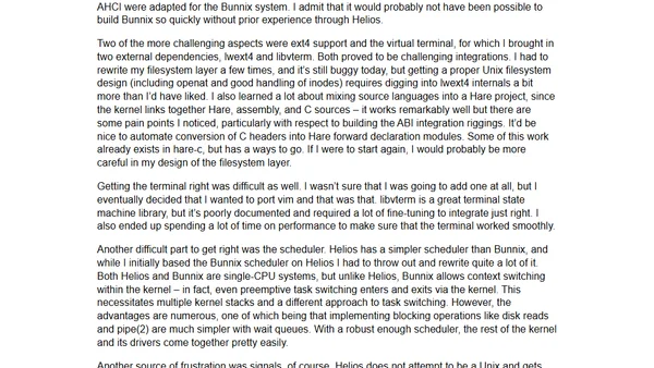 Writing a Unix clone in about a month